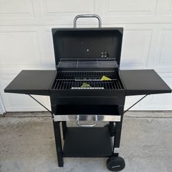 Charcoal Grill with Two Side Tables, Heavy-duty Steel Barbecue BBQ Grill for Outdoor Picnic Backyard Patio and Parties