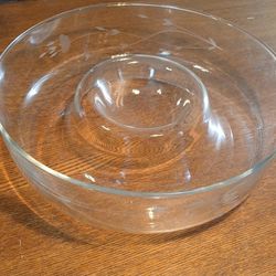 Princess House Handblown Crystal Heritage Chip N' Dip, Salad Bowl Etched Vines