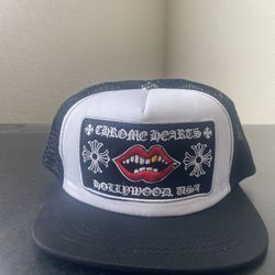 Black Trucker Hat Graphic Lips Snapback Streetwear Cap