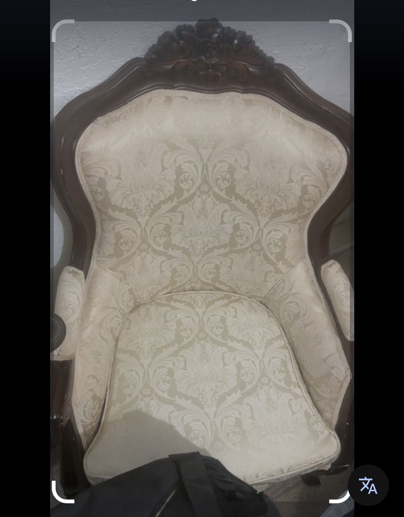 Antique Armchair & Chesterfield Button Sofa