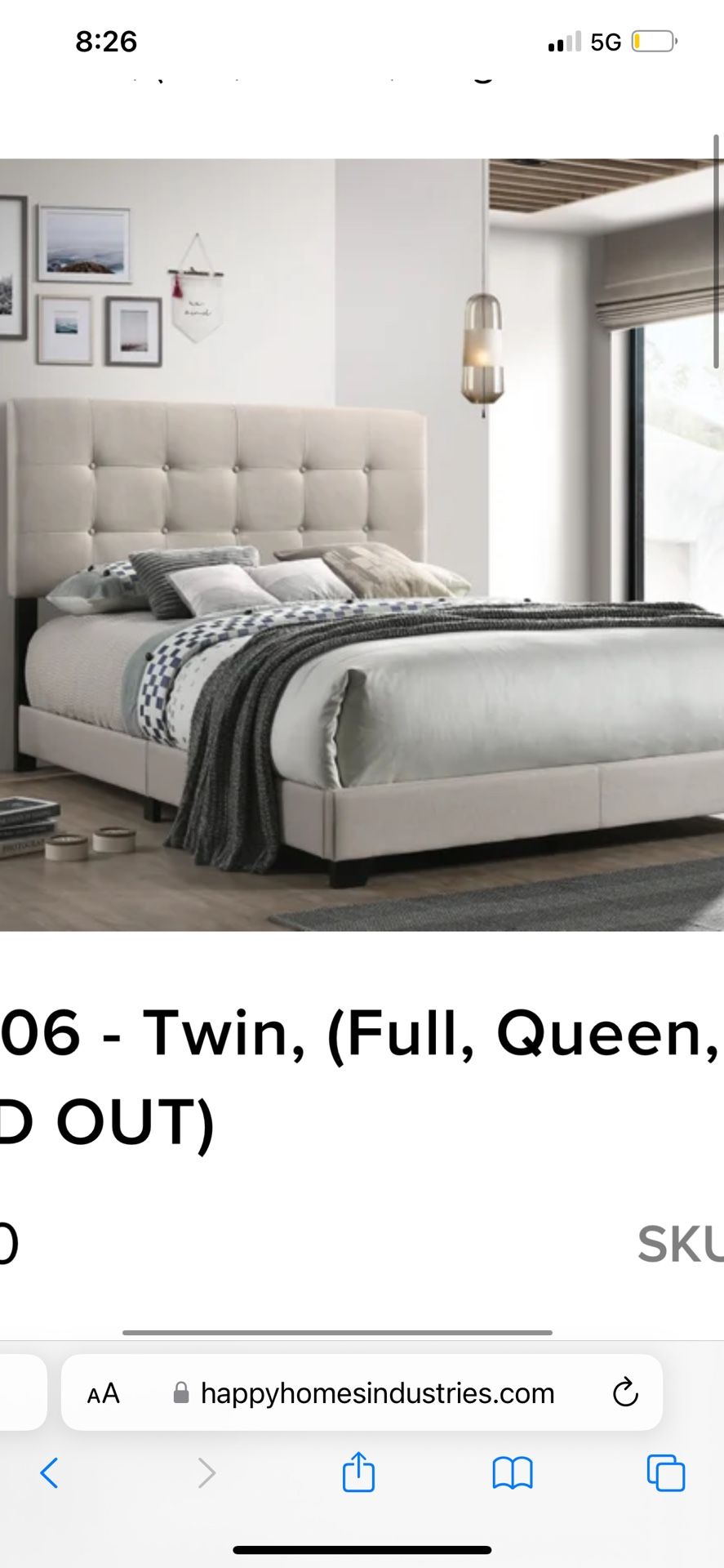 Brand New Full Size Beige Tuffed Linen Bed Frame With New Mattress/Fast Delivery,All Products : American Fashion Style Bags On Sale