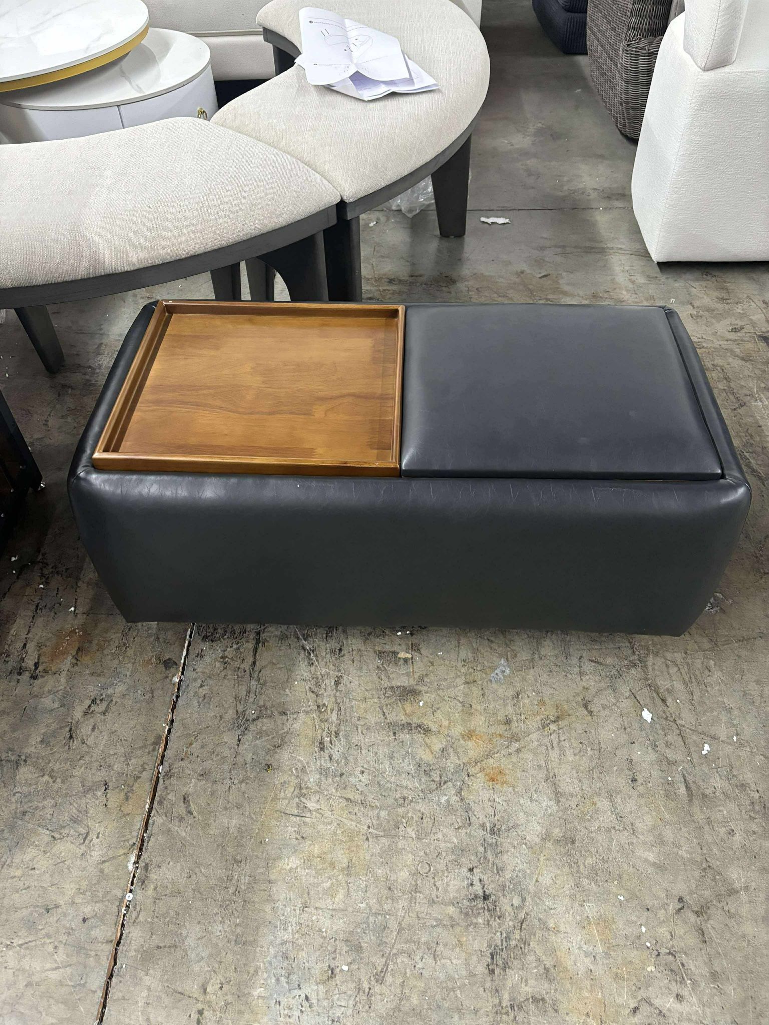 CHITA Storage Ottoman Bench Rectangle Footrest, Single in Black
