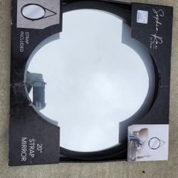 Faux Leather Strap Mirror 20"