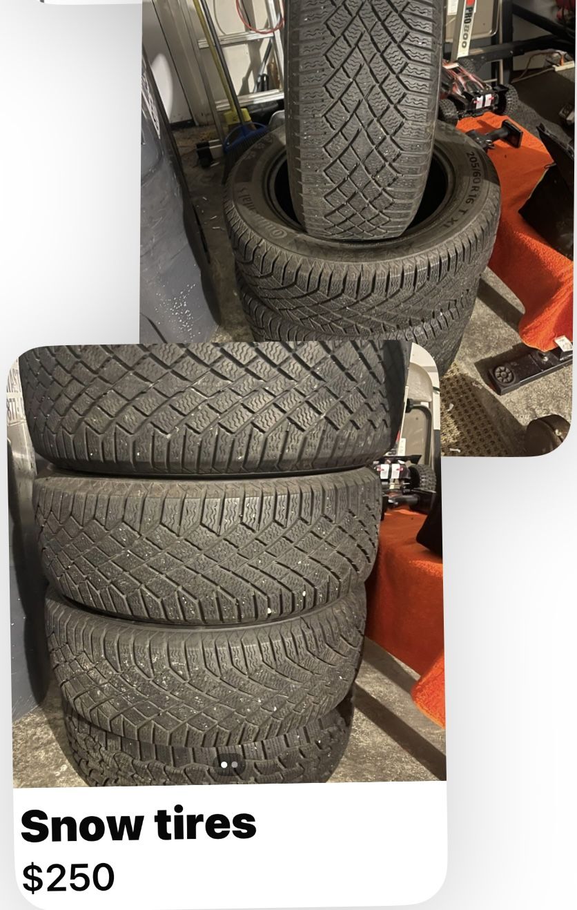 (4) Newly Used 1 Season Snow Tires 205/60/r16 Excellent Condition Paid $540 Sell $250 Firm On Price These Tires Has Only Been Used 1 Season