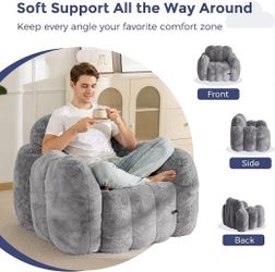 Cloud Shaped Bean Bag Sofa Chair for Adults, Grey