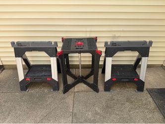 Stanley FatMax Adjustable Sawhorses w/ Husky Portable Bench Table