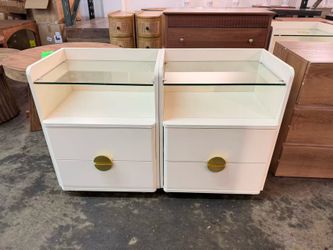 XK00824 New assembled Modern Nightstands Set of 2, 2-Drawer Night Stand with Open Storage Space, Easy Assembly Wood Bed Side Table for Bedroom, Temper