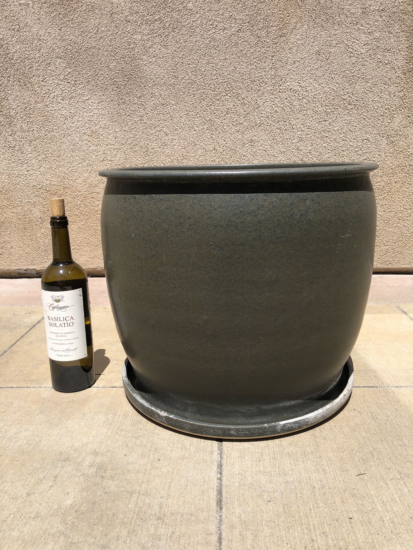 Large Plant Pot with Attached Saucer