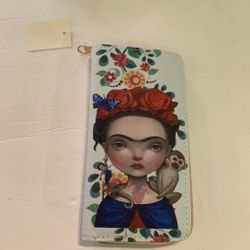 Frida Kahlo Inspired Woman Wallet Purses Clutch.   (R)
