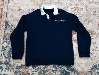 Milano Italy Navy Rugby Polo Sweatshirt