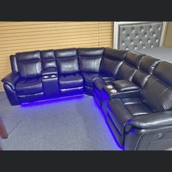 New Leather Sofa Sectional Recliner With LeD Lighting We Deliver Now For 2499$