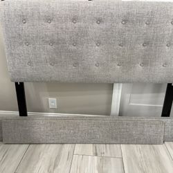 Queen Gray Upholstered Bed Frame & Headboard 