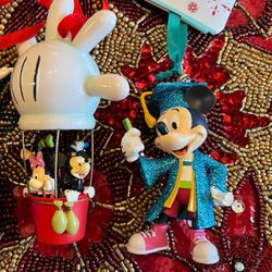 2 Disney, Mickey Christmas Ornaments 