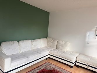White Leather L-Shaped Sectional Sofa