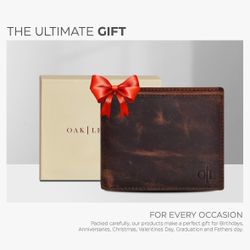 Oak Leather trifold wallet new