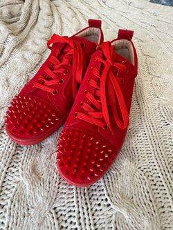 Red suede tennis stylish shoes with spikes size 38