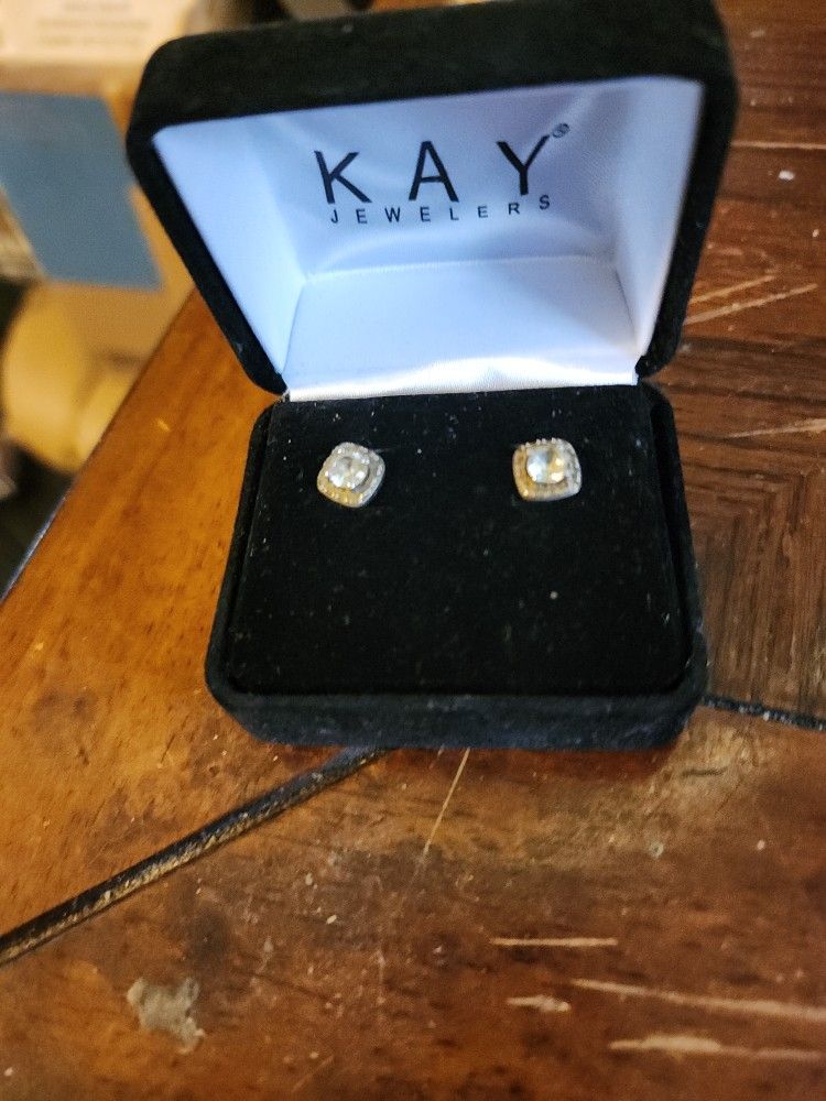 Silver Diamond Earrings