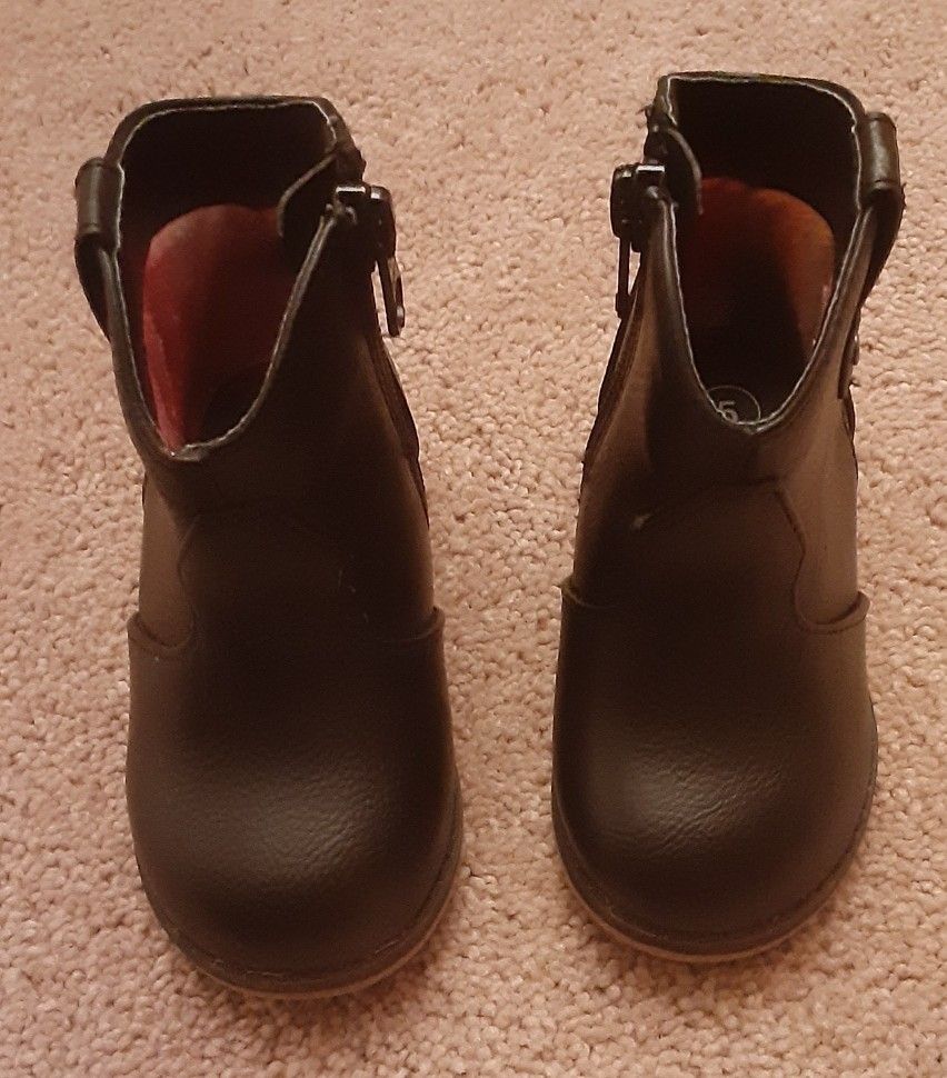 Little Girls' Size 5 Zip-Up Black Boots by Cat & Jack Target Brand