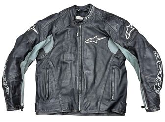 Alpinestars Leather Motorcycle Jacket Black Gray Armor Riding Men’s US 46 EU 56