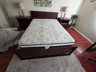Dark Brown Queen Bed with mattress