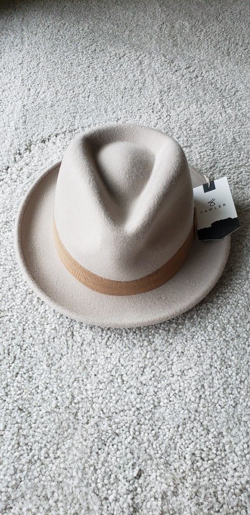 100% Wool Tomasso Trilby Fedora Hat Light Beige