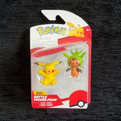 POKÉMON BATTLE FIGURE PIKACHU & CHESPIN MINI FIGURE