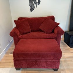 Large Red Chair + Ottoman