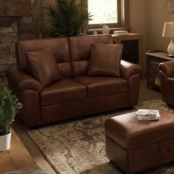 Morden Faux Leather Upholsteredwith Pillows with storage ottoman 
