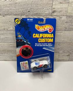 Vintage Hot Wheels California Custom White ‘1989 Shelby Cobra Real Riders Rubber Tires • Die Cast Metal • Made in Malaysia