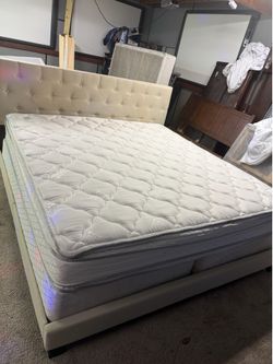 King size bed frame with mattress and box spring in great condition