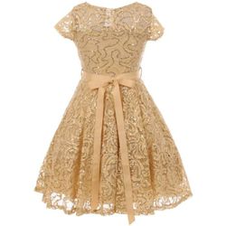 Just Kids Girl's Size 14 Short Sleeve Holiday Wedding Birthday Dress Sequin Belt 