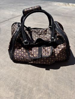 Brown And Tan Paw Print Pet Carrier