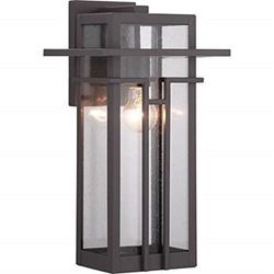 Progress Lighting Boxwood Collection 1-Light Clear Seeded Glass Craftsman Outdoor Large Wall Lantern Light Antique Bronze, 16.50x9.00x9.00 *New* 