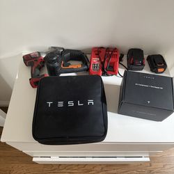 Tesla Mobile connector, air compressor, and key card