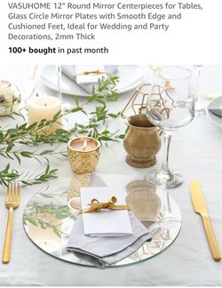 12" Round Mirror Centerpieces for Tables