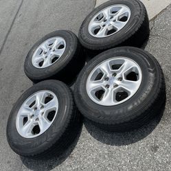 4 — 245/70r17 5x5 5x127 Stock Jeep Wrangler JK JL Gladiator Grand Cherokee Wheels Rims Good 80% Treads Tires!!!