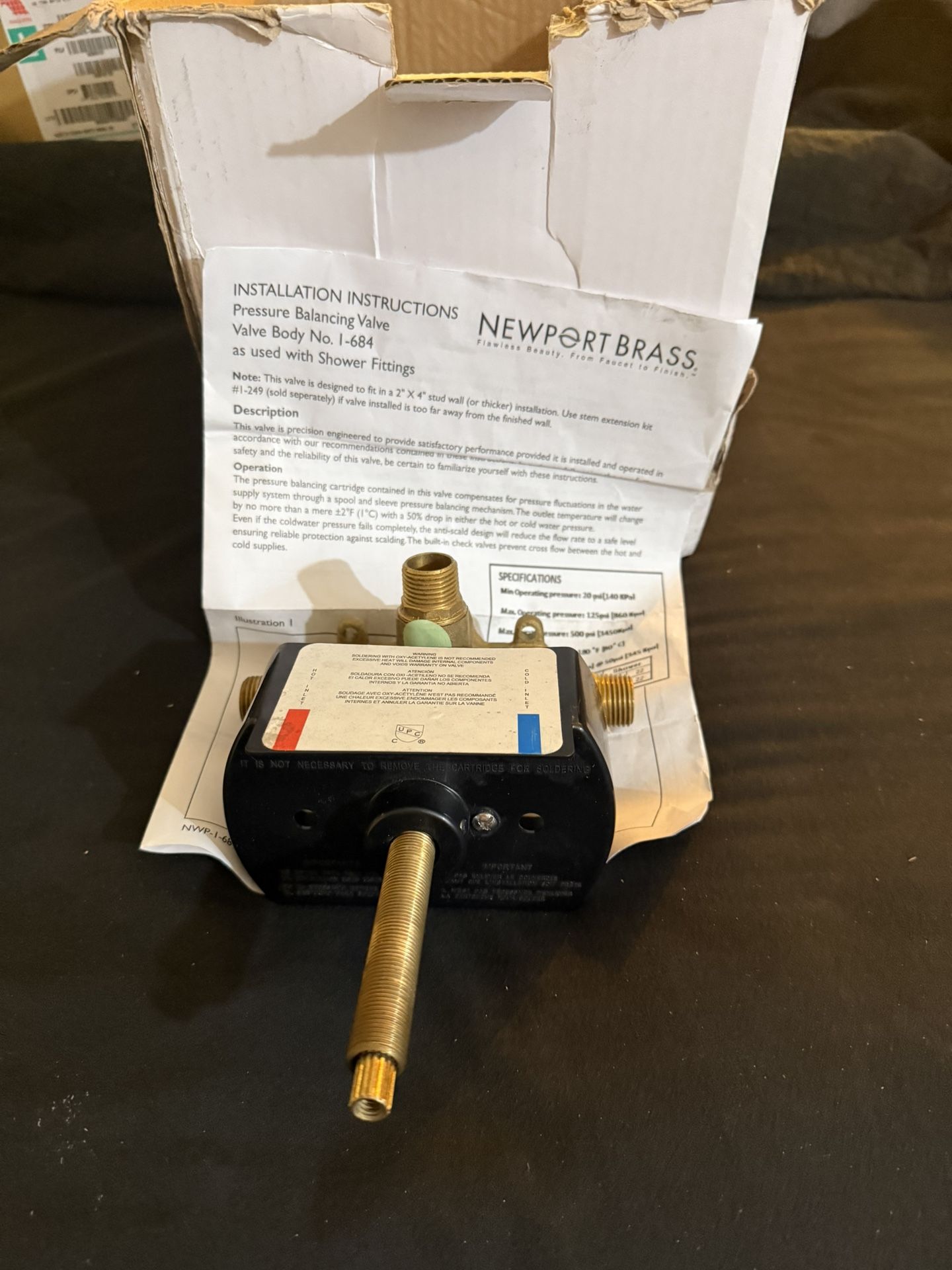 Newport Brass 1-684 Universal Pressure Balanced Shower Valve with Service Stops