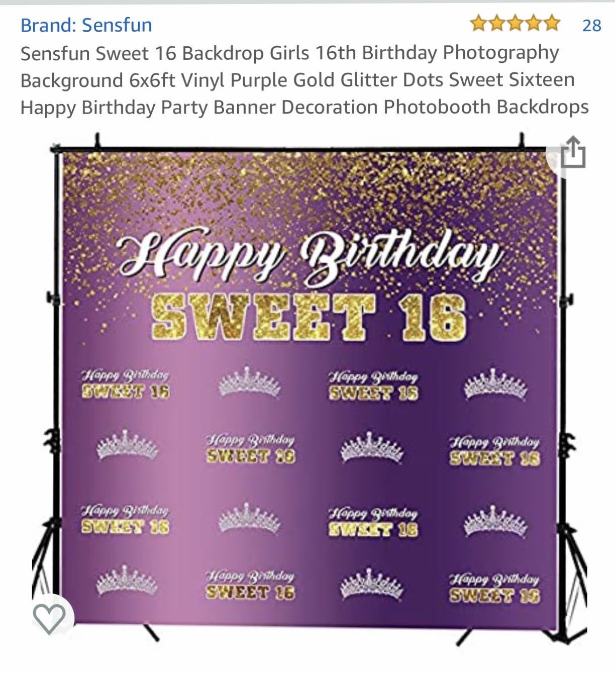 Sweet 16 photo back drop and photo booth props