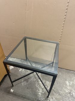 Metal End Table with Glass Top