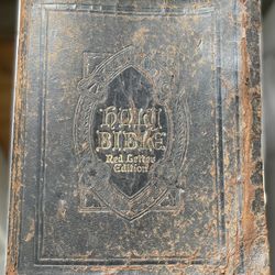 Vintage 1920 Hertel Holy Bible New Standard Alphabetical Indexed Red Letter Edition