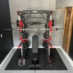 Smith Machine 200 | Adjustable Bench | 245lb Cast Iron Olympic Weights | 7ft Olympic Bar | Fitness | Gym Equipment | FREE DELIVERY/INSTALLATION 🚚 🛠️