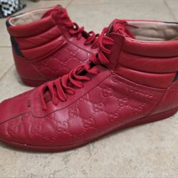 Gucci Sneakers Red Leather Mens Size 10