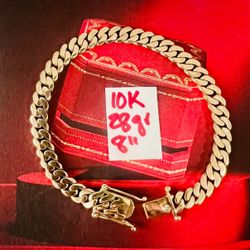 10K Solid Gold 🇨🇺 Links Bracelet NATURAL DIAMOND 💎 VVS IN THE LOCK 28Gr 8 Inches Long 