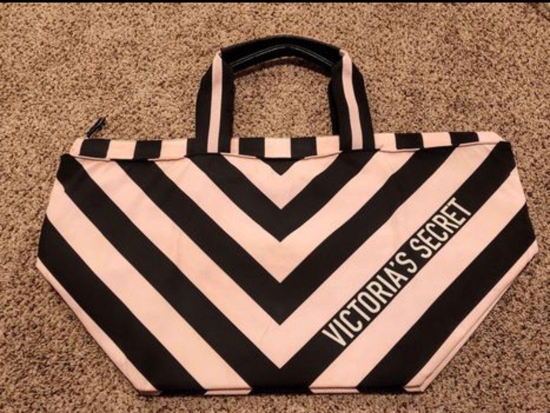 Victoria's Secret Striped Black Pink Shoulder Bag.