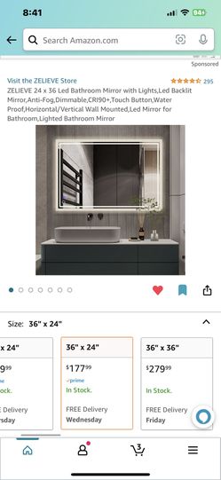 ZELIEVE 24 x 36 Led Bathroom Mirror with Lights