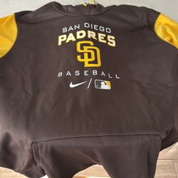 Nike San Diego Padres Therma-Fit Hoodie Sweater Jacket Brown Yellow Mens