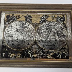 Framed Antique-Style World Map Mirror Art Mappe Monde Du Globe I B Elwe 11x14"

