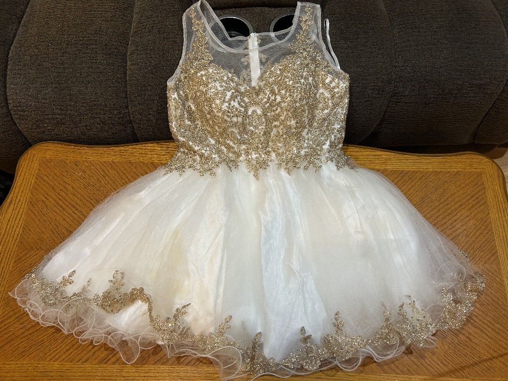 White And Gold Dama XL Dress 