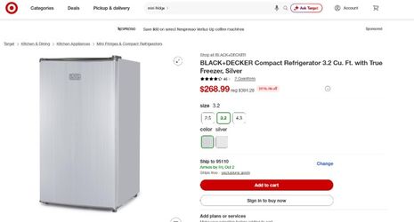 Black+Decker Compact Refrigerator 3.2 Cu,