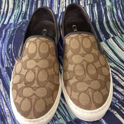 Tan Coach Slip Ons 